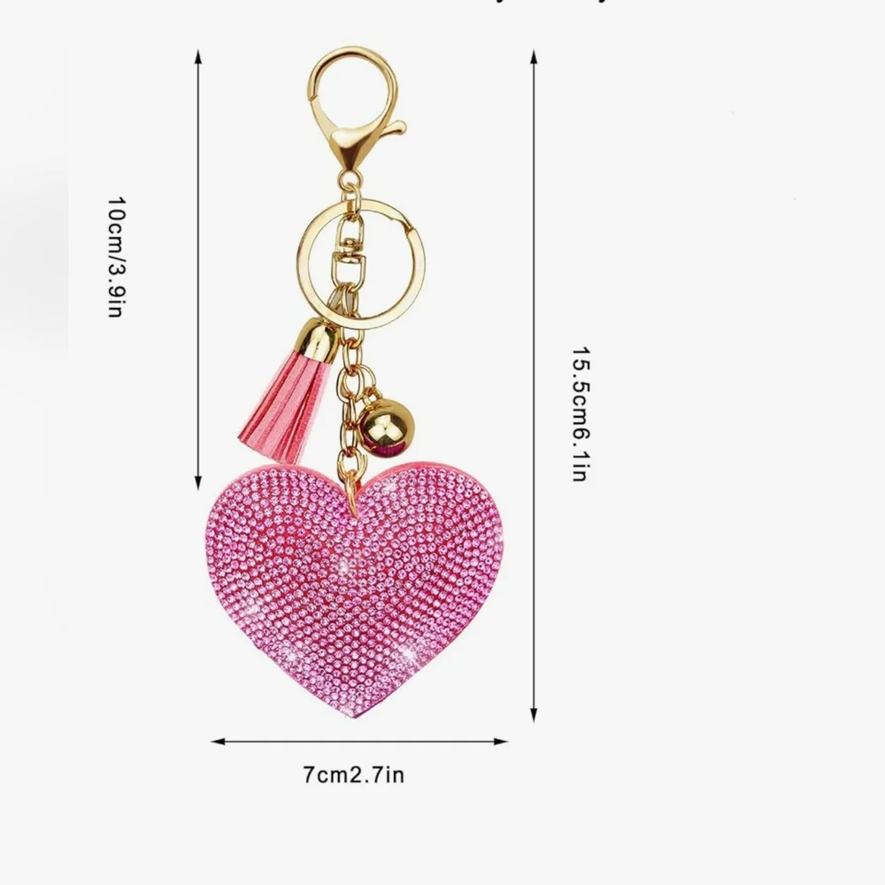 Sparkling Teal Leather Heart Keychain